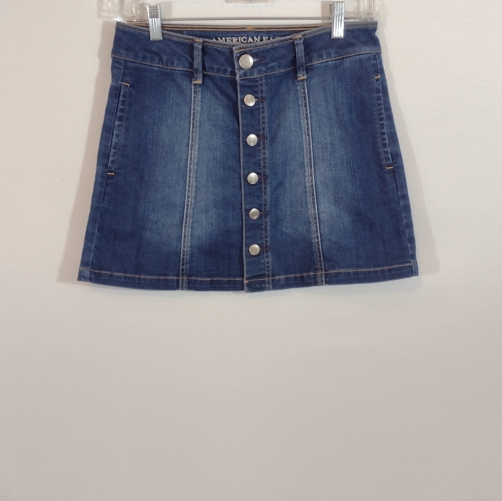 American Eagle Button Front Denim Mini Skirt - 4 - image 3